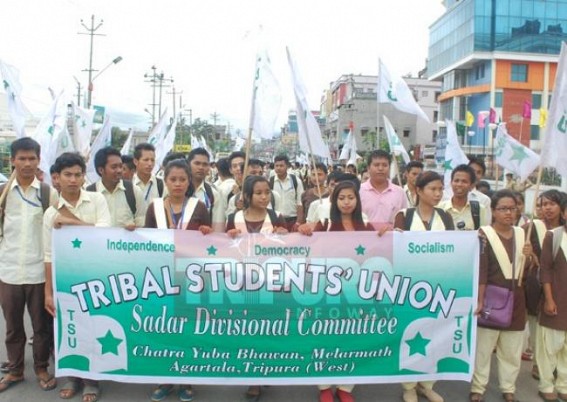 Tribal students protested against irregular stipends